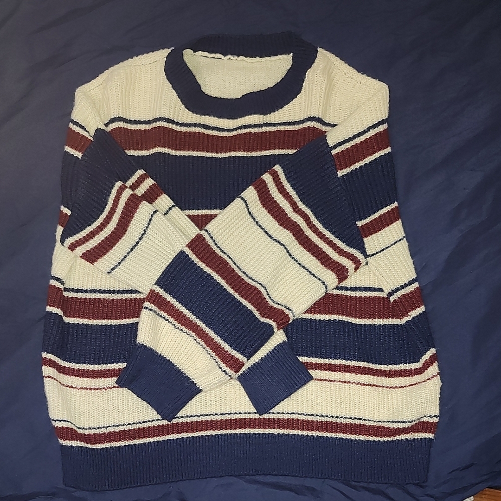 Striped Navy and Cream Men's Sweater